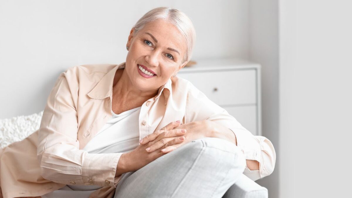 Happy Mature Woman at Home. Concept of Ageing and Menopause