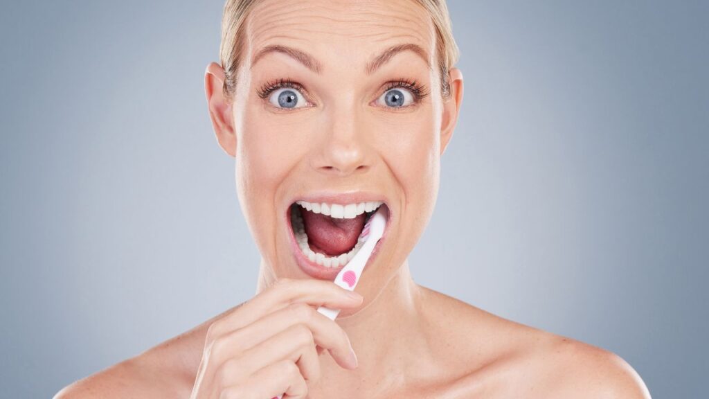 woman Get excited about oral health