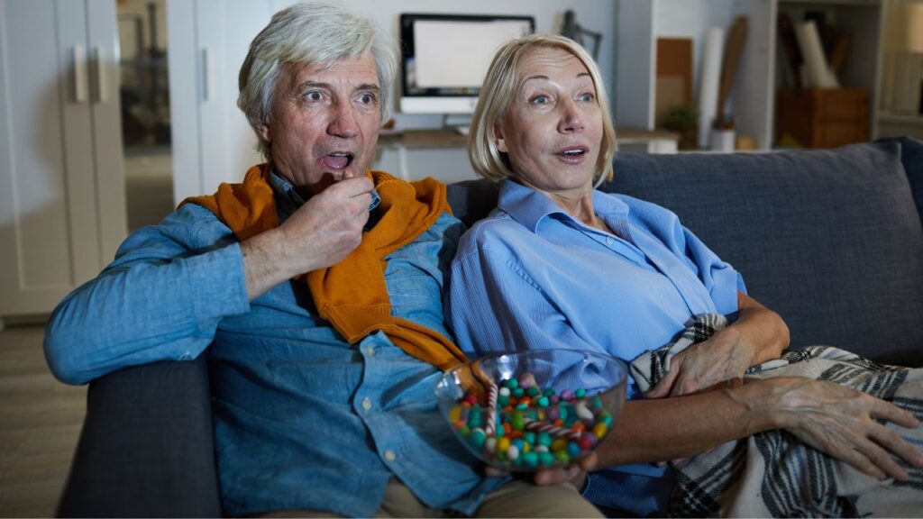 mature couples watching a movie together