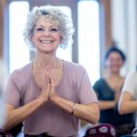 mature woman practicing yoga